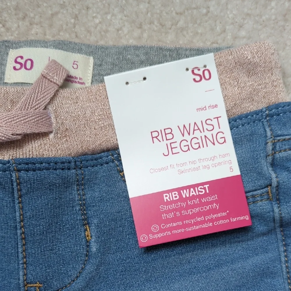 3 For $30. SO Light Blue Jeggings with Pink Waistband